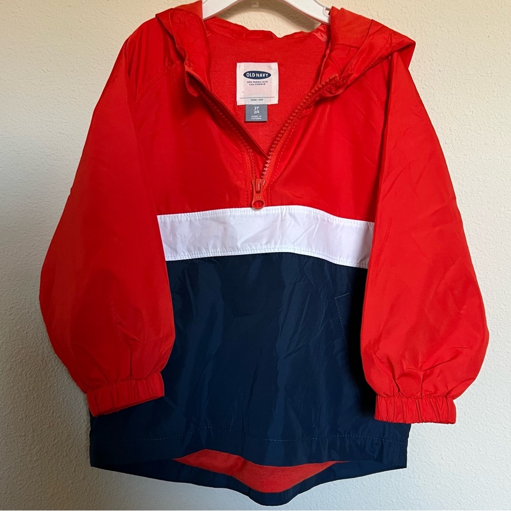 NWT Old Navy Kids Red, White, Blue Windbreaker - 2T